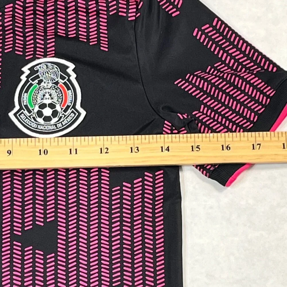 Adidas Boys Mexico 2021 National Soccer Team Black & Pink Aeroready Jersey Small - Picture 4 of 9